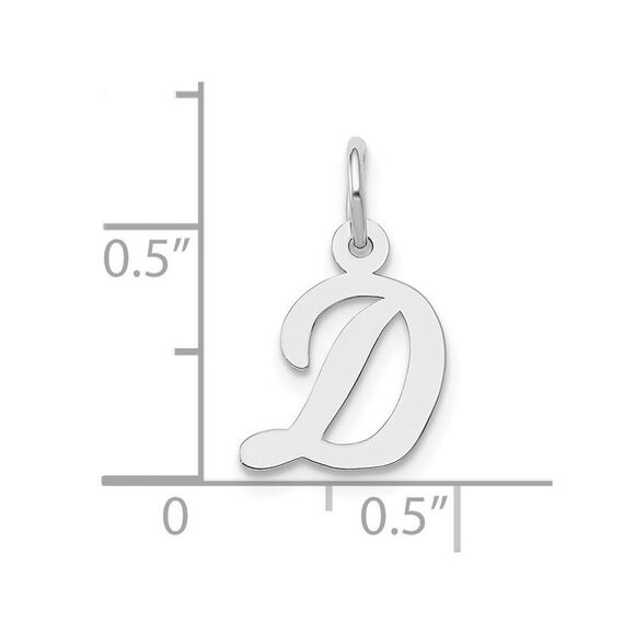 10k White Gold Small Script Initial D Charm - Picture 2 of 2